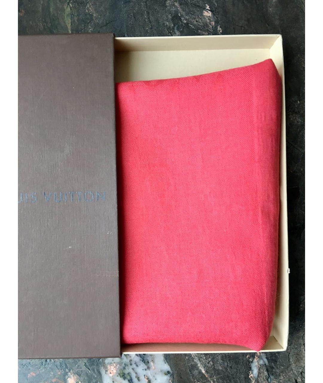 LOUIS VUITTON Коралловый кашемировый шарф, фото 5