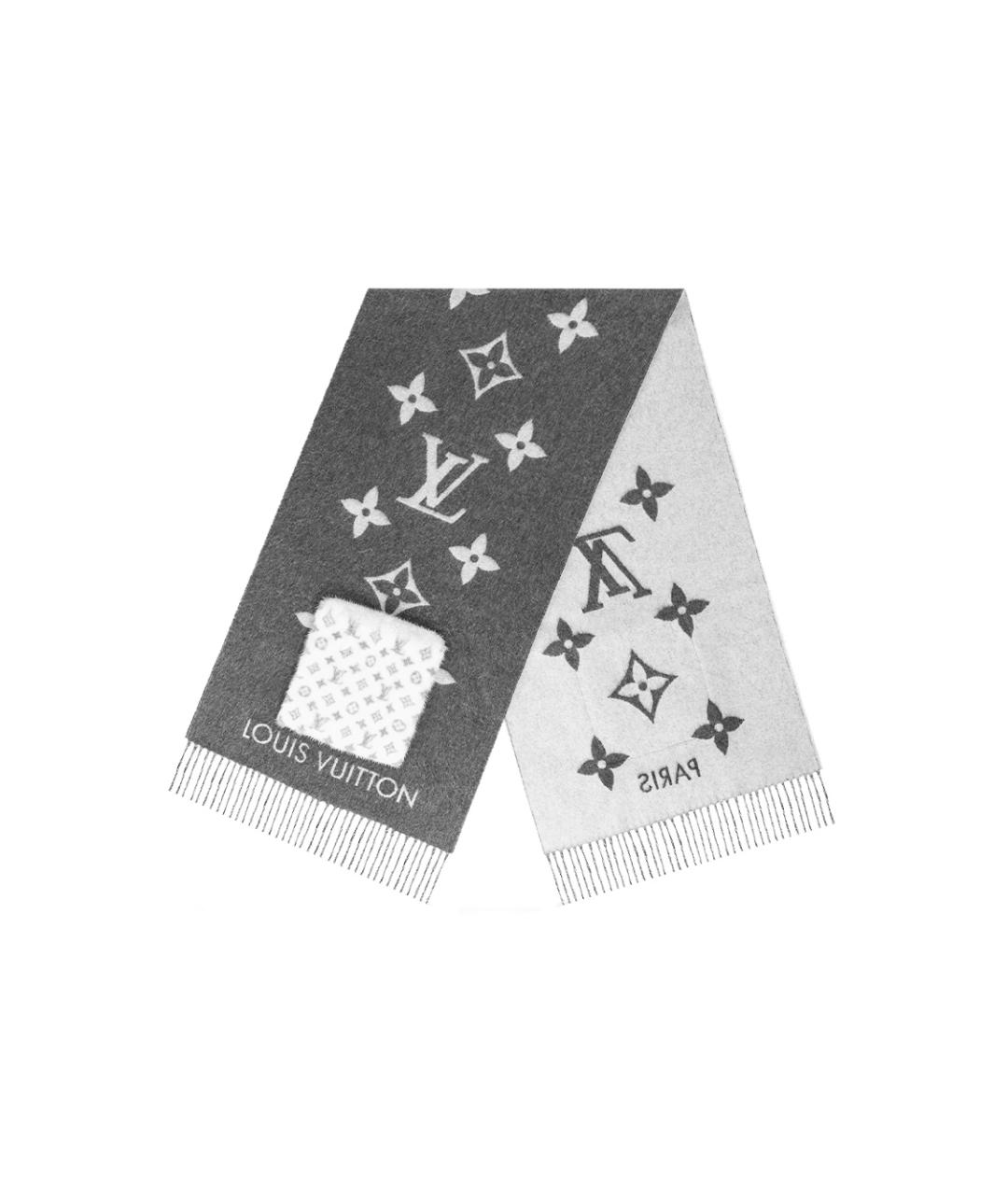 LOUIS VUITTON Серый кашемировый шарф, фото 2