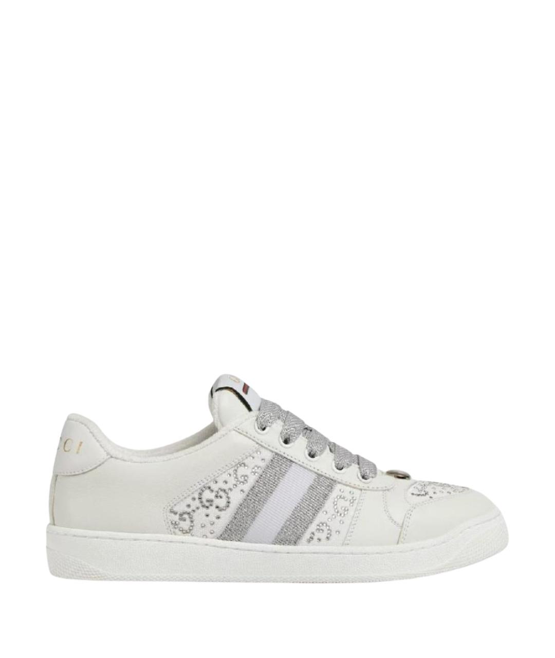 GUCCI Белые кожаные кеды, фото 1