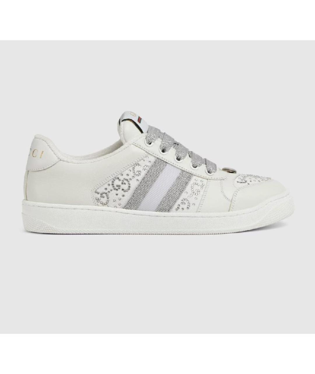 GUCCI Белые кожаные кеды, фото 7