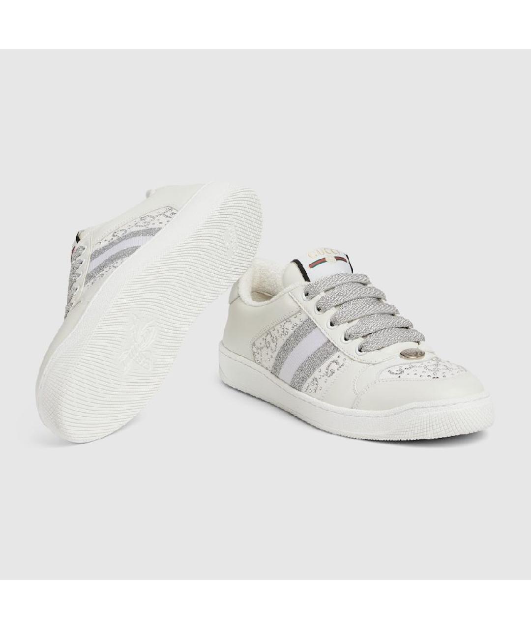 GUCCI Белые кожаные кеды, фото 6