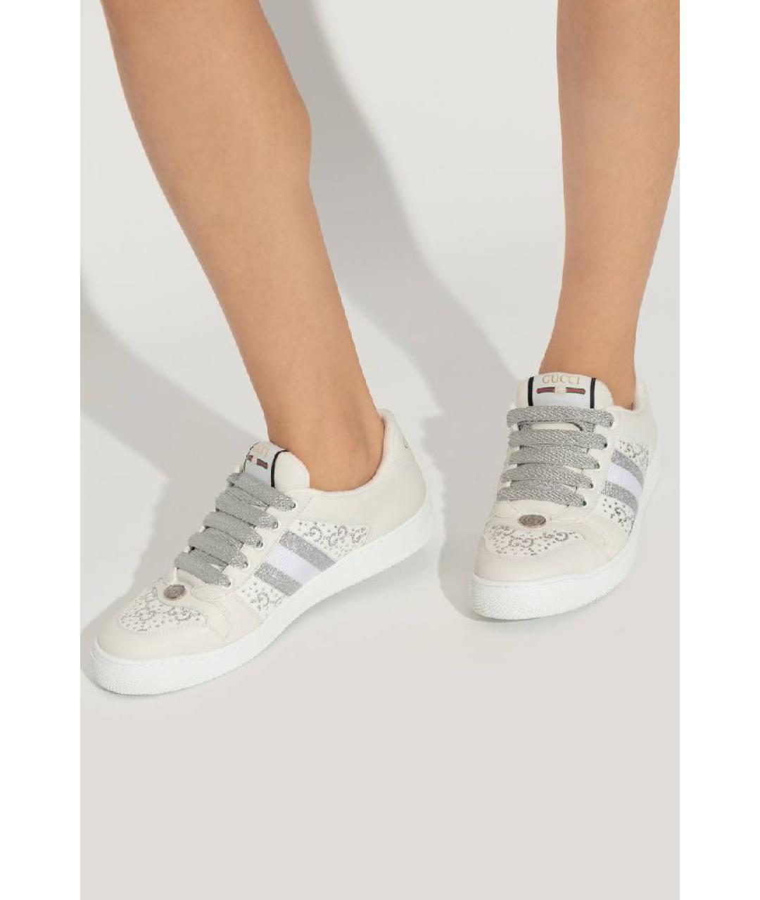 GUCCI Белые кожаные кеды, фото 5