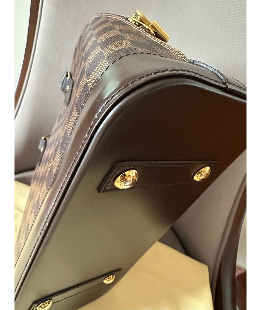 LOUIS VUITTON Коричневая кожаная сумка с короткими ручками, фото 3