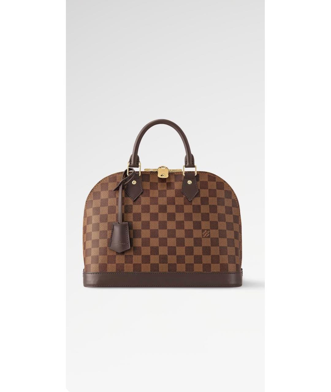 LOUIS VUITTON Коричневая кожаная сумка с короткими ручками, фото 8