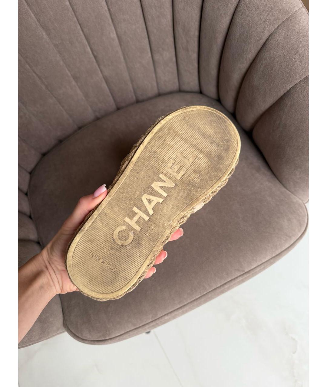 CHANEL Бежевые шлепанцы, фото 5