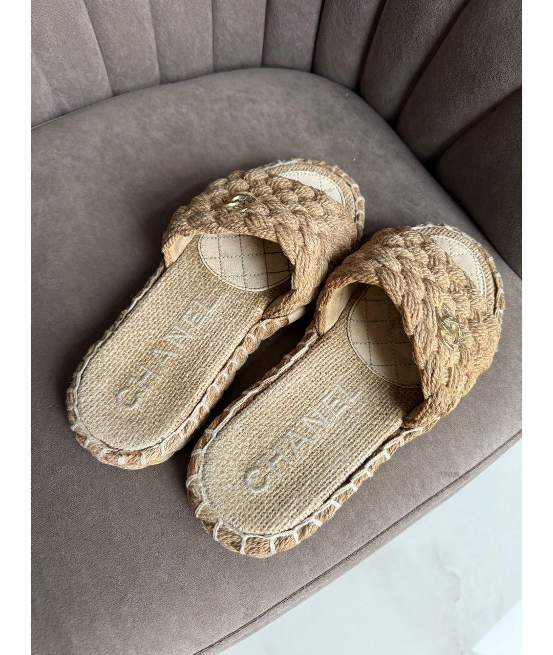 CHANEL Бежевые шлепанцы, фото 6
