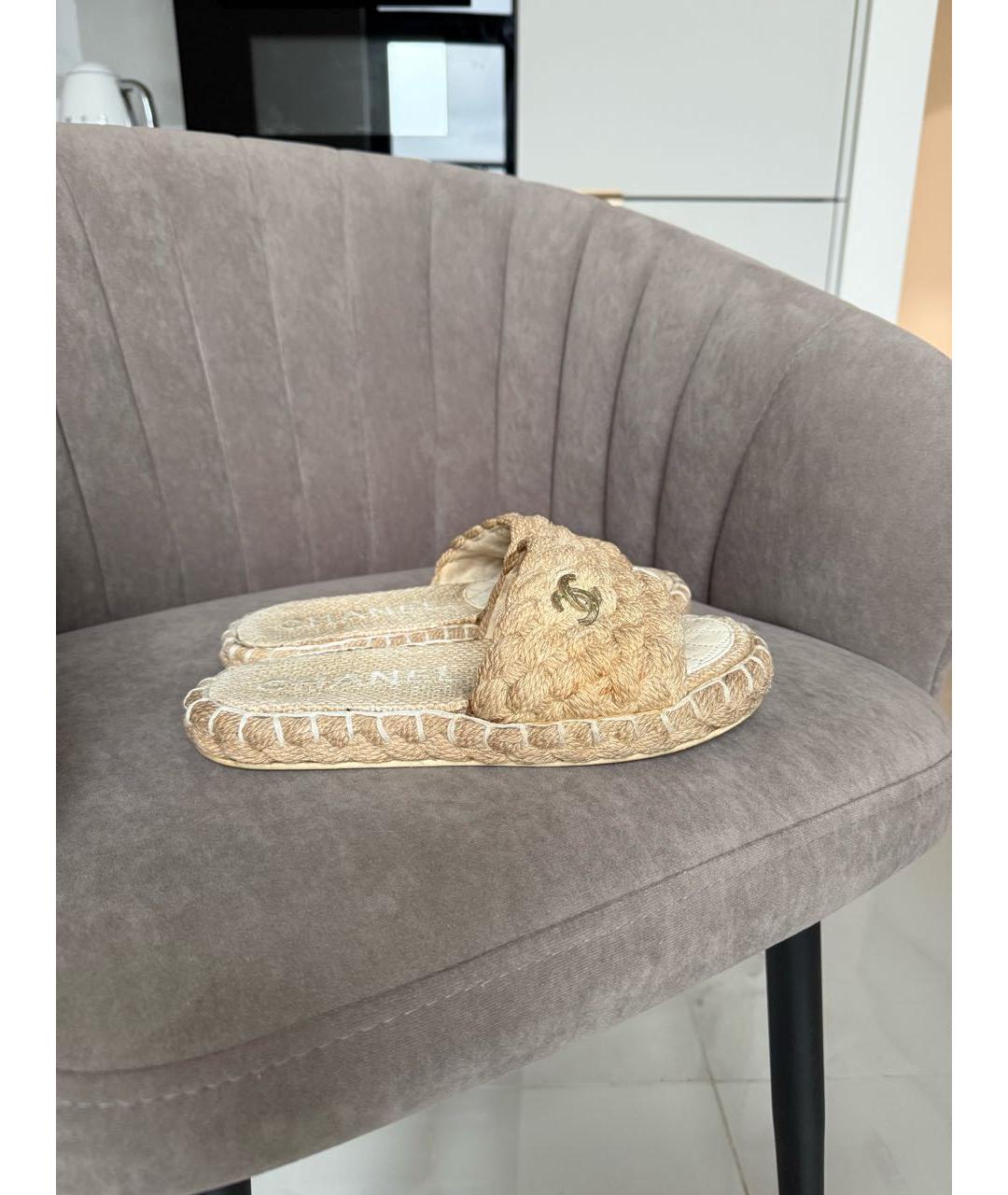 CHANEL Бежевые шлепанцы, фото 8