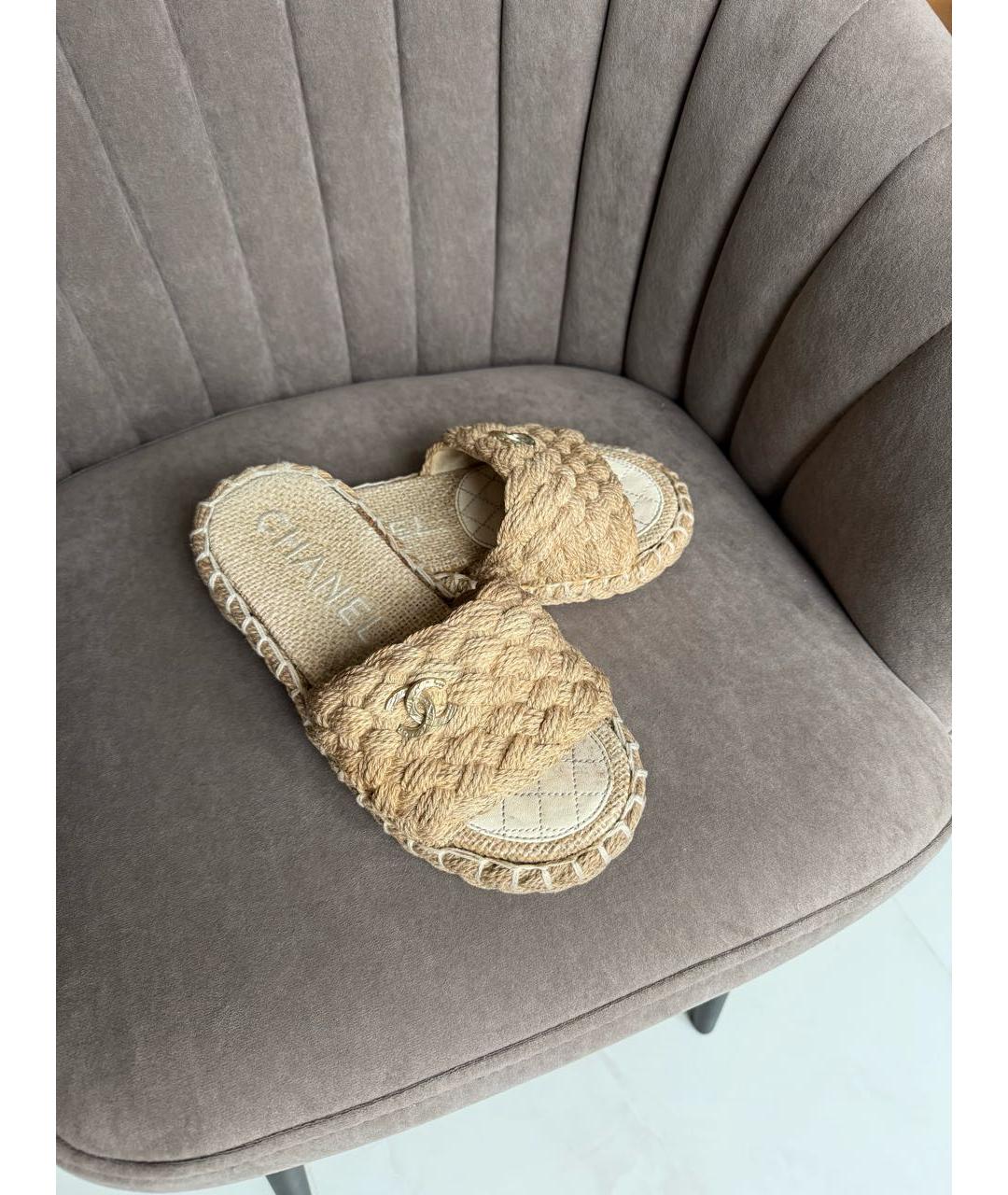 CHANEL Бежевые шлепанцы, фото 7