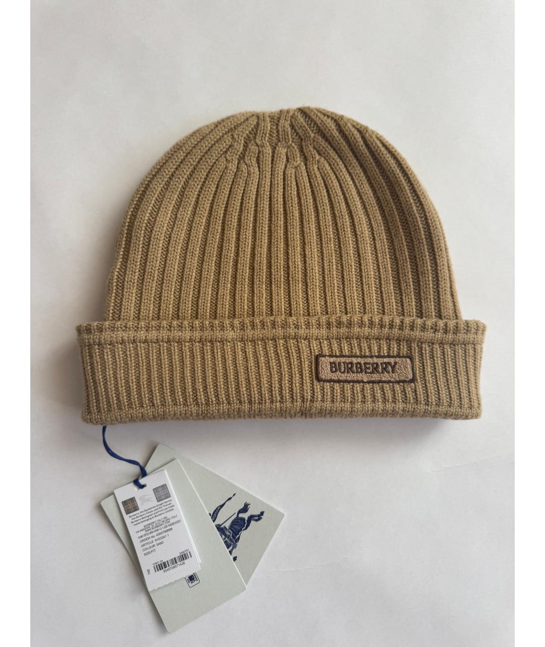 BURBERRY Бежевая шерстяная шапка, фото 5