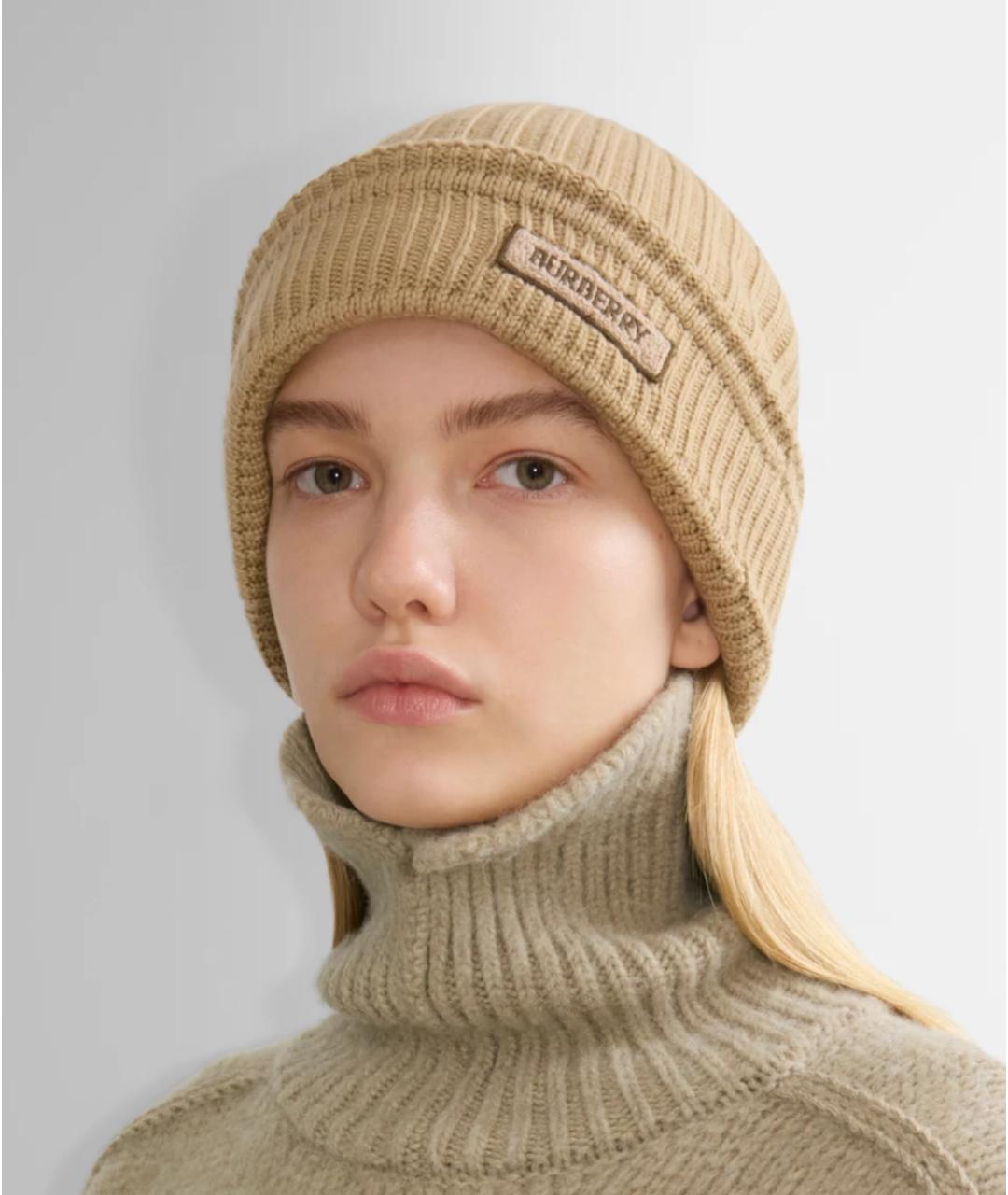 BURBERRY Бежевая шерстяная шапка, фото 3