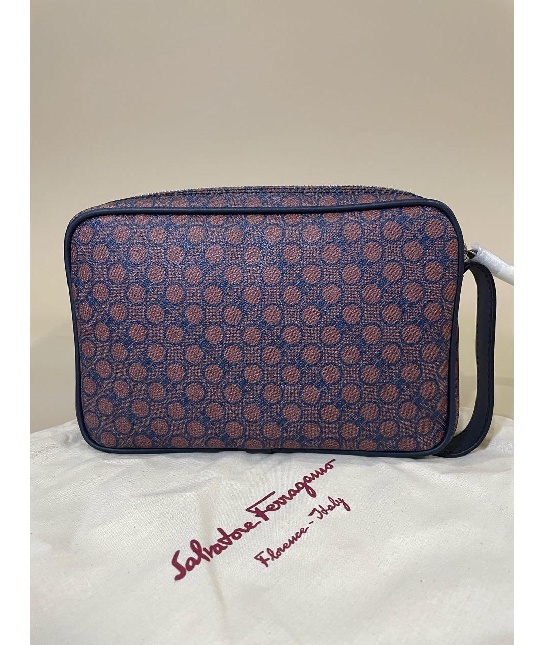 FERRAGAMO Темно-синяя кожаная барсетка, фото 2