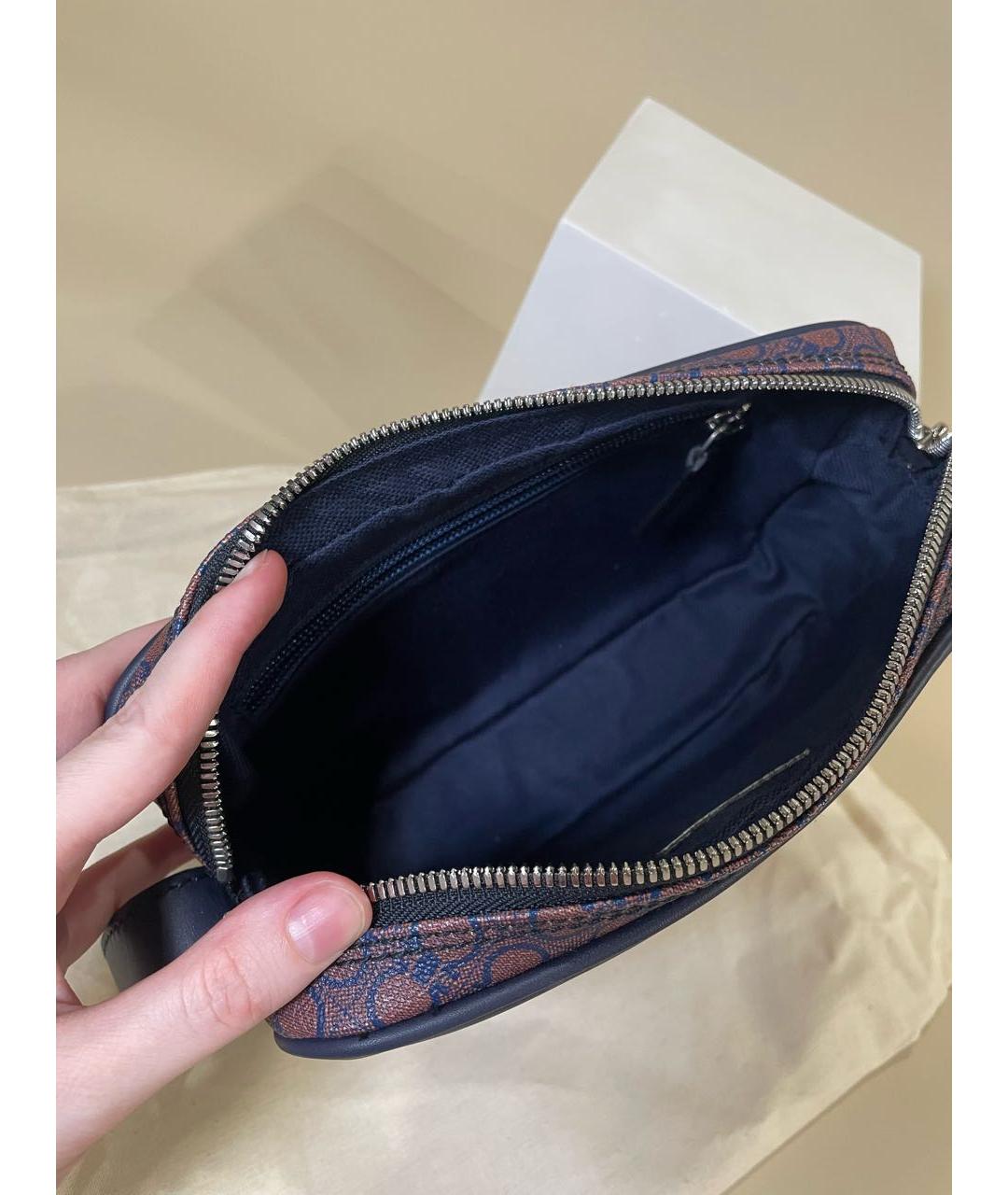 FERRAGAMO Темно-синяя кожаная барсетка, фото 7