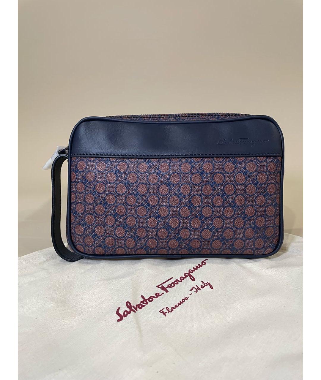 FERRAGAMO Темно-синяя кожаная барсетка, фото 8