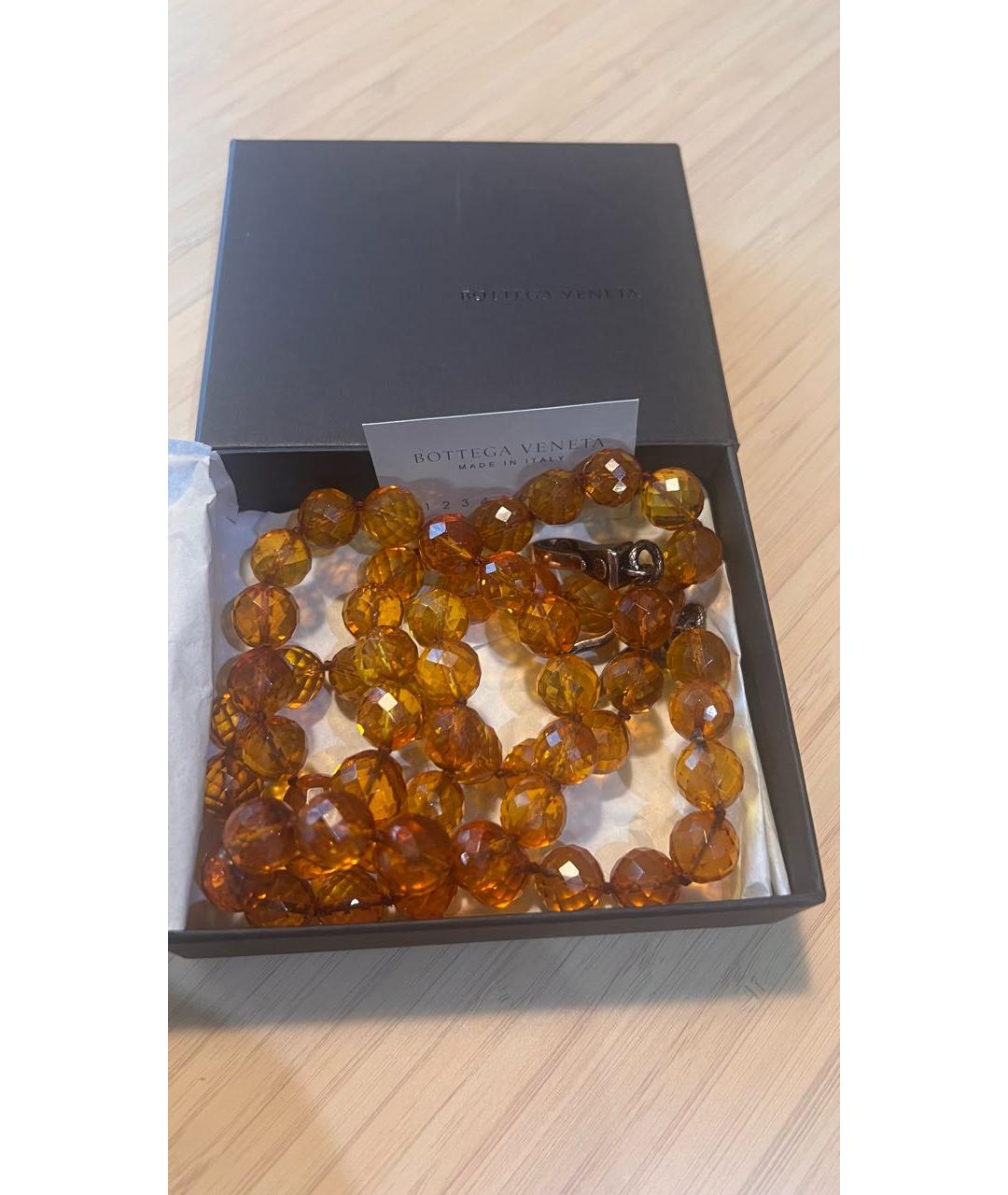 BOTTEGA VENETA Коричневое серебряное колье, фото 6