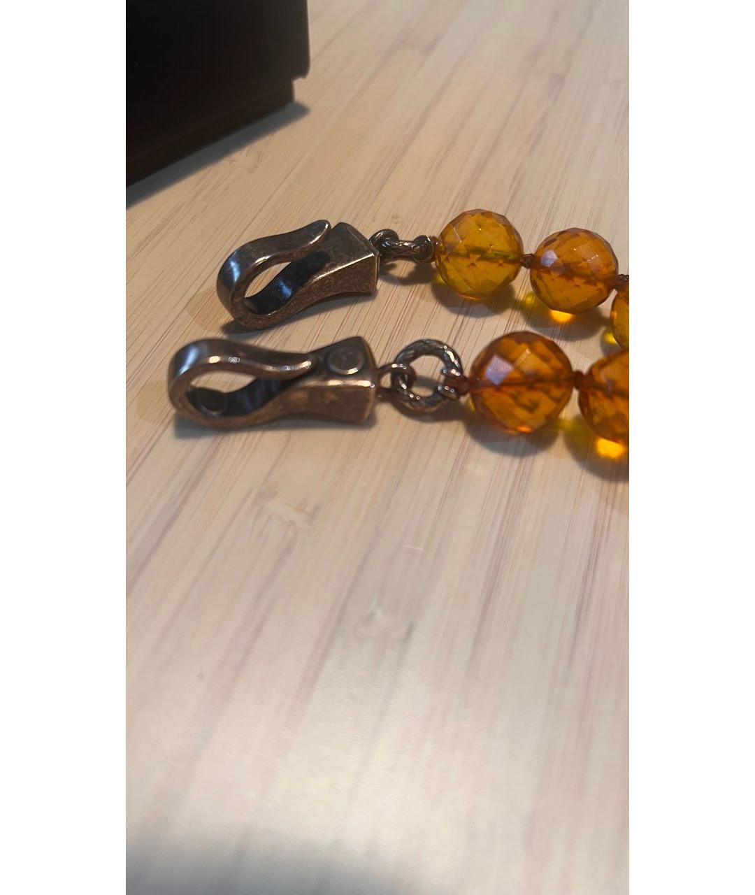 BOTTEGA VENETA Коричневое серебряное колье, фото 3