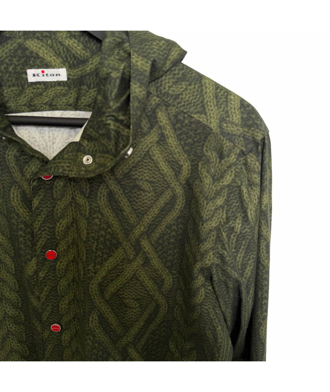 KITON Хаки шерстяная кэжуал рубашка, фото 2