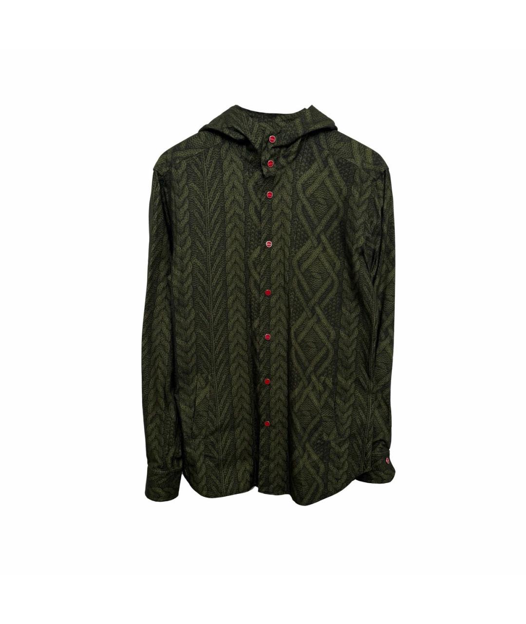 KITON Хаки шерстяная кэжуал рубашка, фото 4