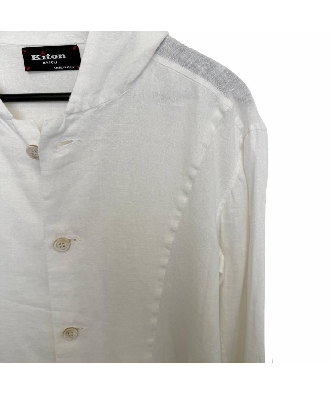 KITON Белая льняная классическая рубашка, фото 2