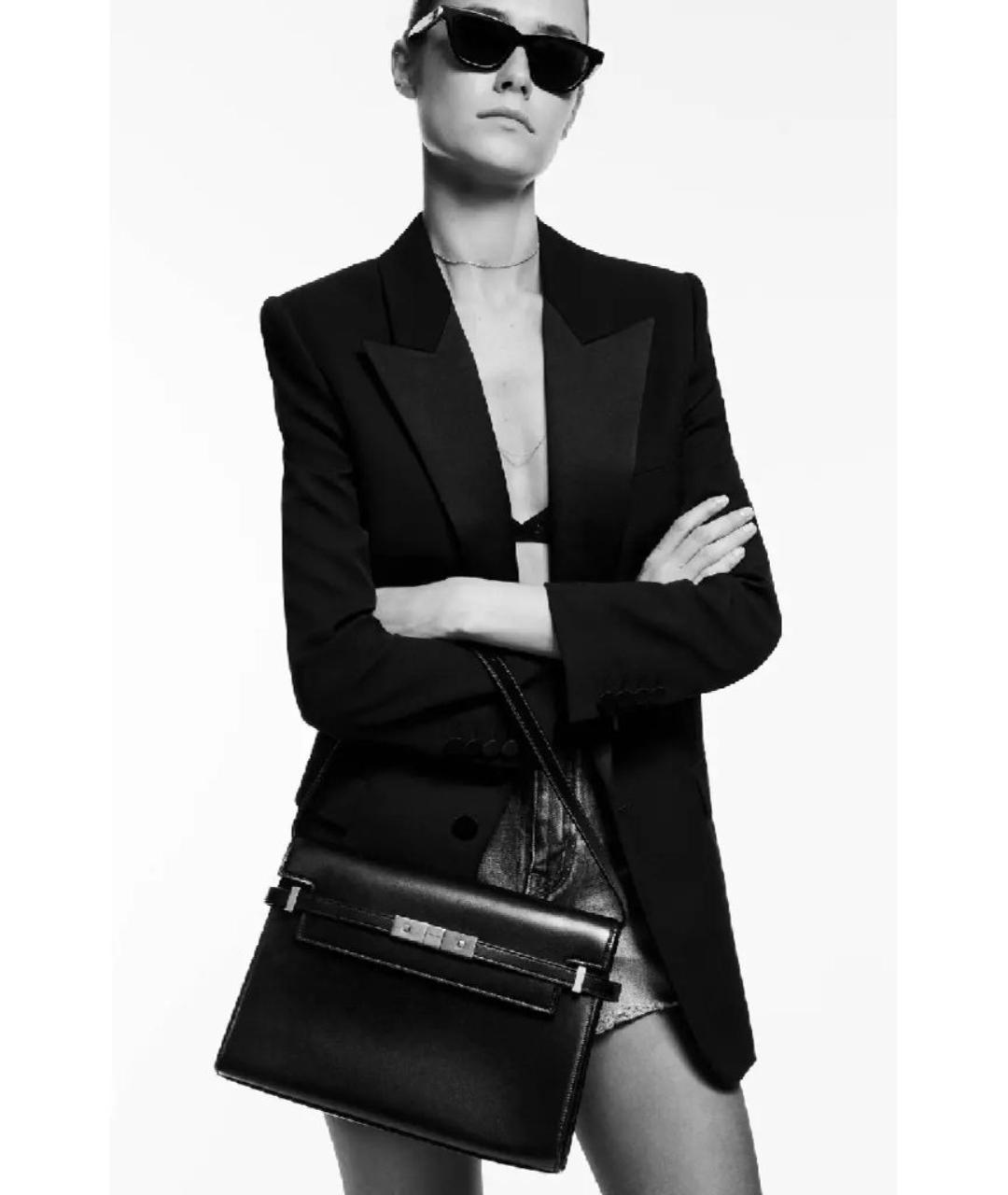 SAINT LAURENT Черная кожаная сумка через плечо, фото 5