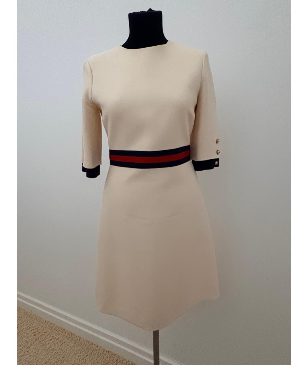 GUCCI Бежевое шерстяное повседневное платье, фото 9