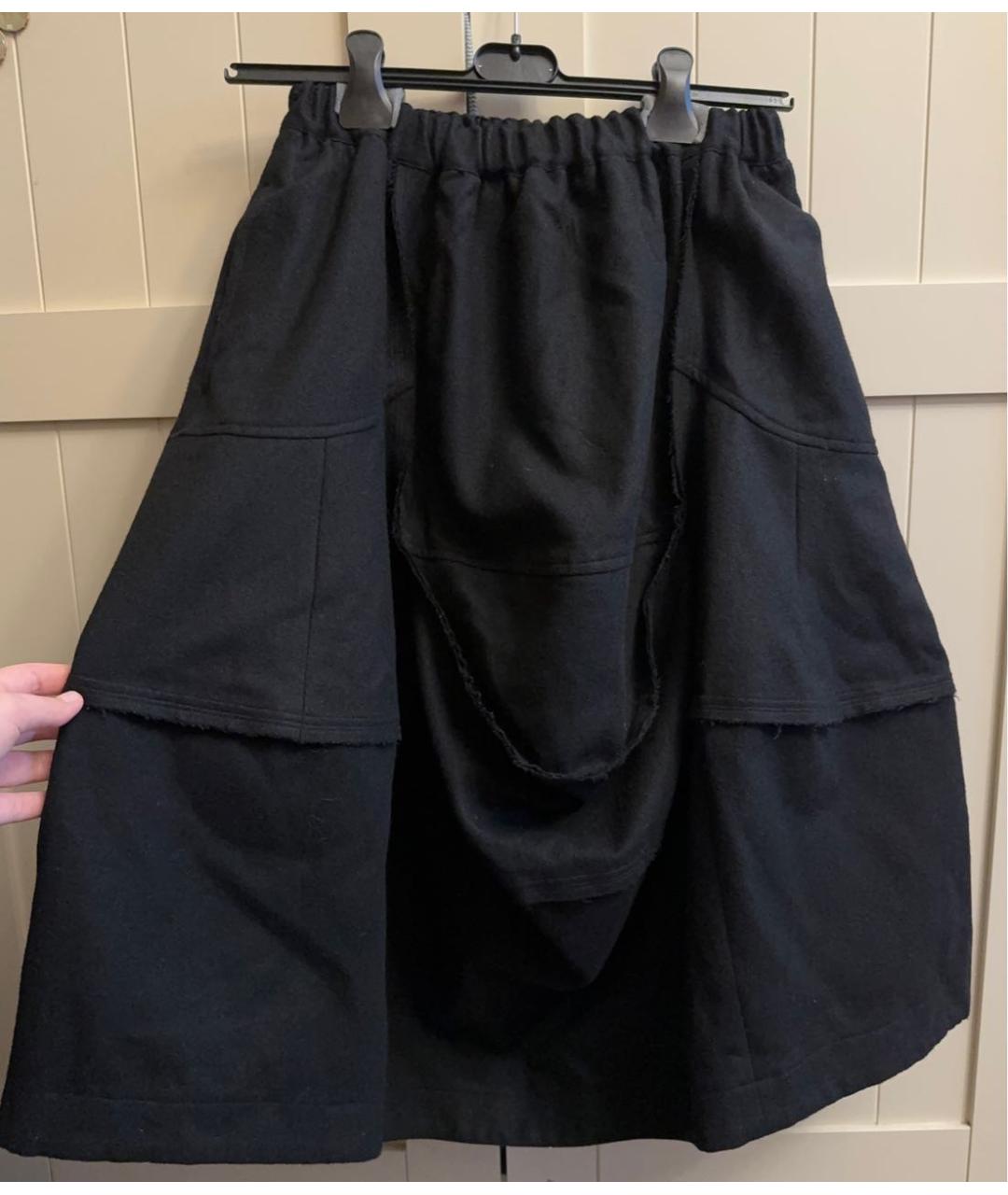 COMME DES GARÇONS Черная шерстяная юбка миди, фото 2