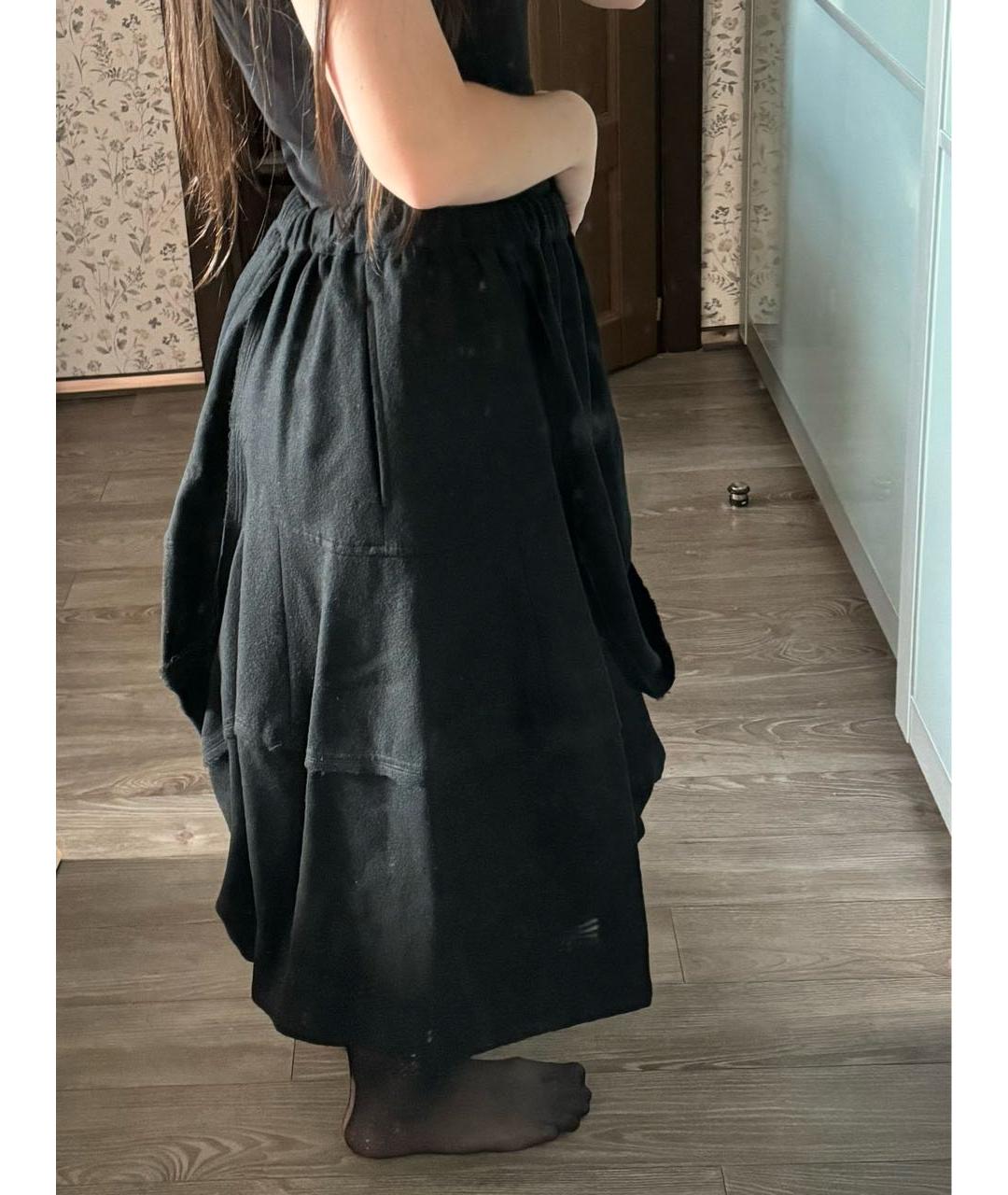COMME DES GARÇONS Черная шерстяная юбка миди, фото 7
