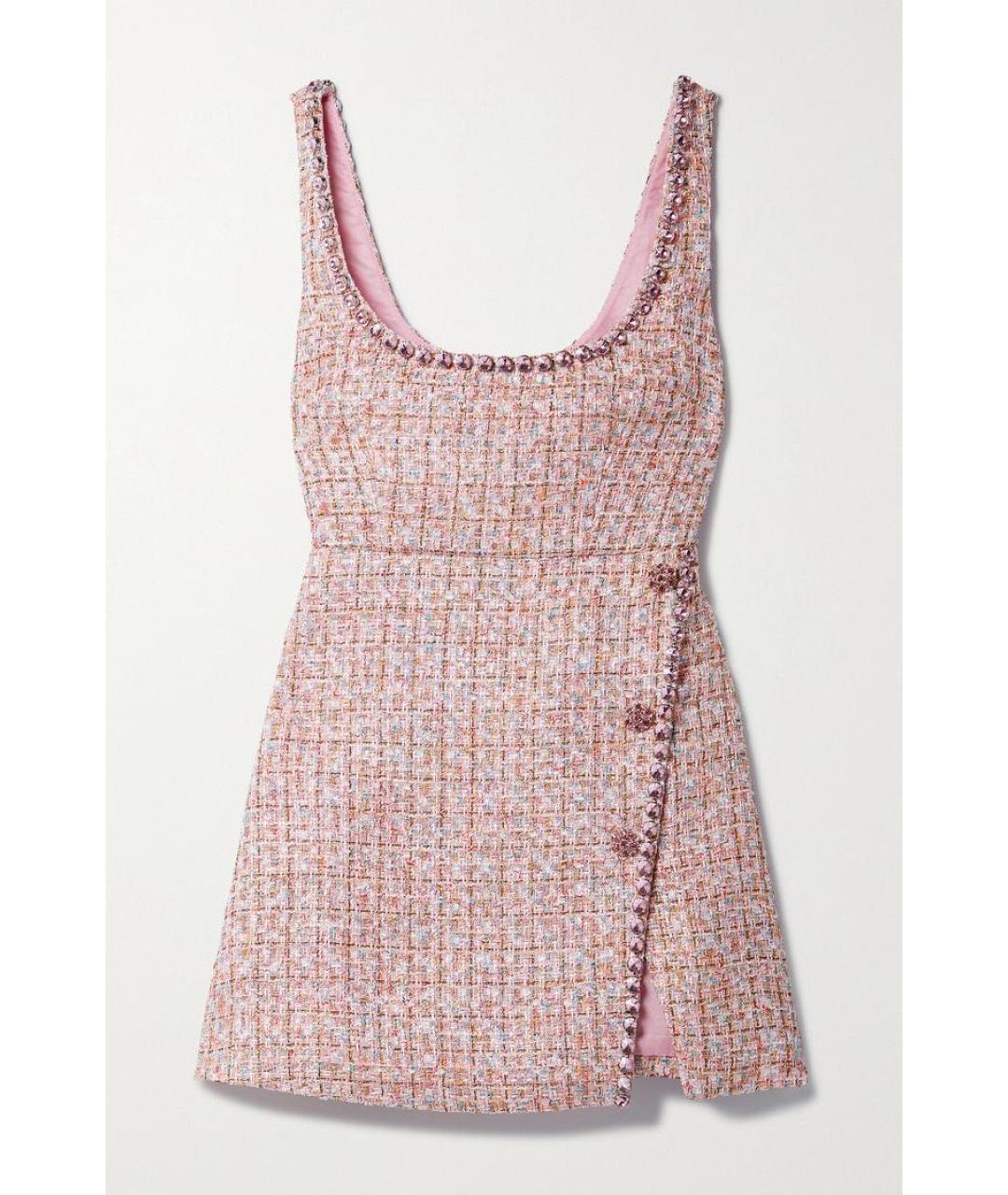 SELF-PORTRAIT Розовое твидовое коктейльное платье, фото 3