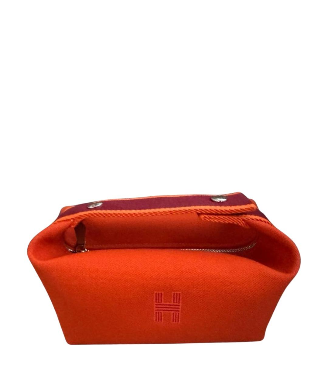 HERMES Оранжевая тканевая косметичка, фото 1