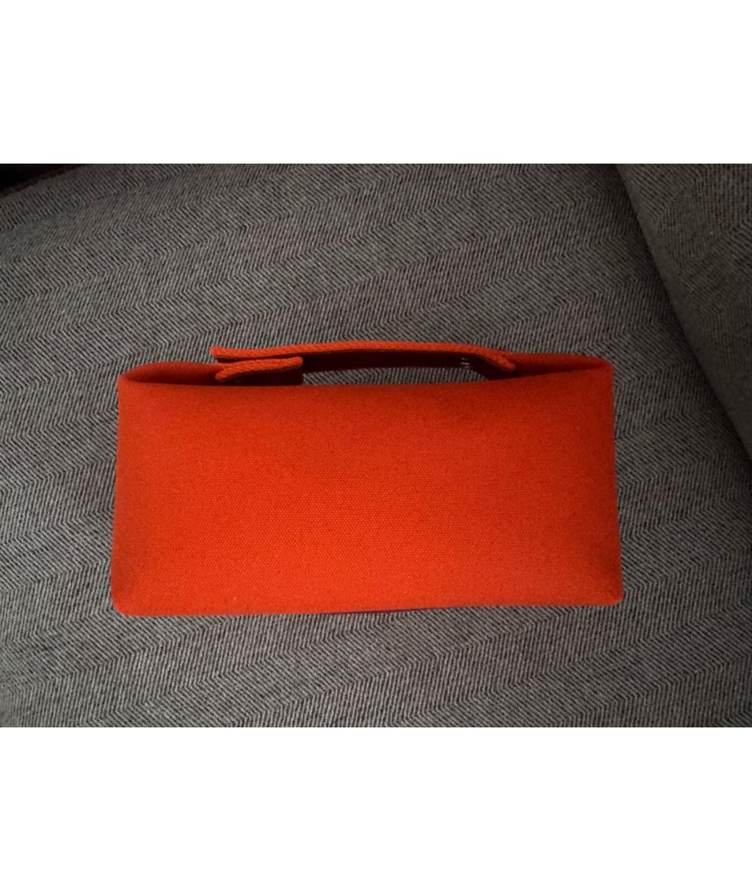 HERMES Оранжевая тканевая косметичка, фото 2