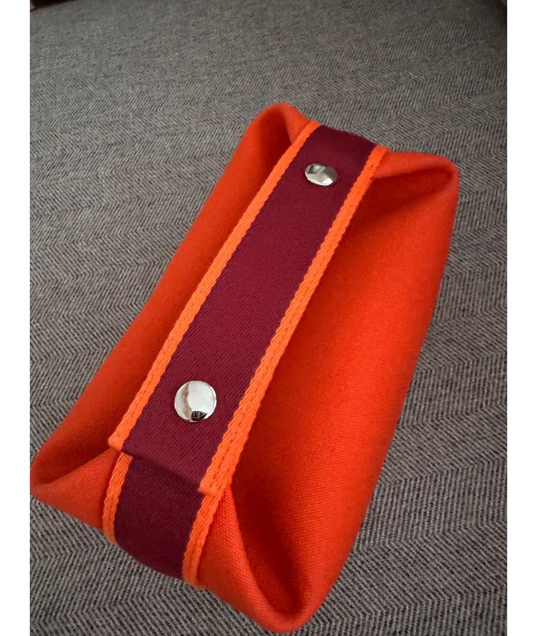 HERMES Оранжевая тканевая косметичка, фото 3