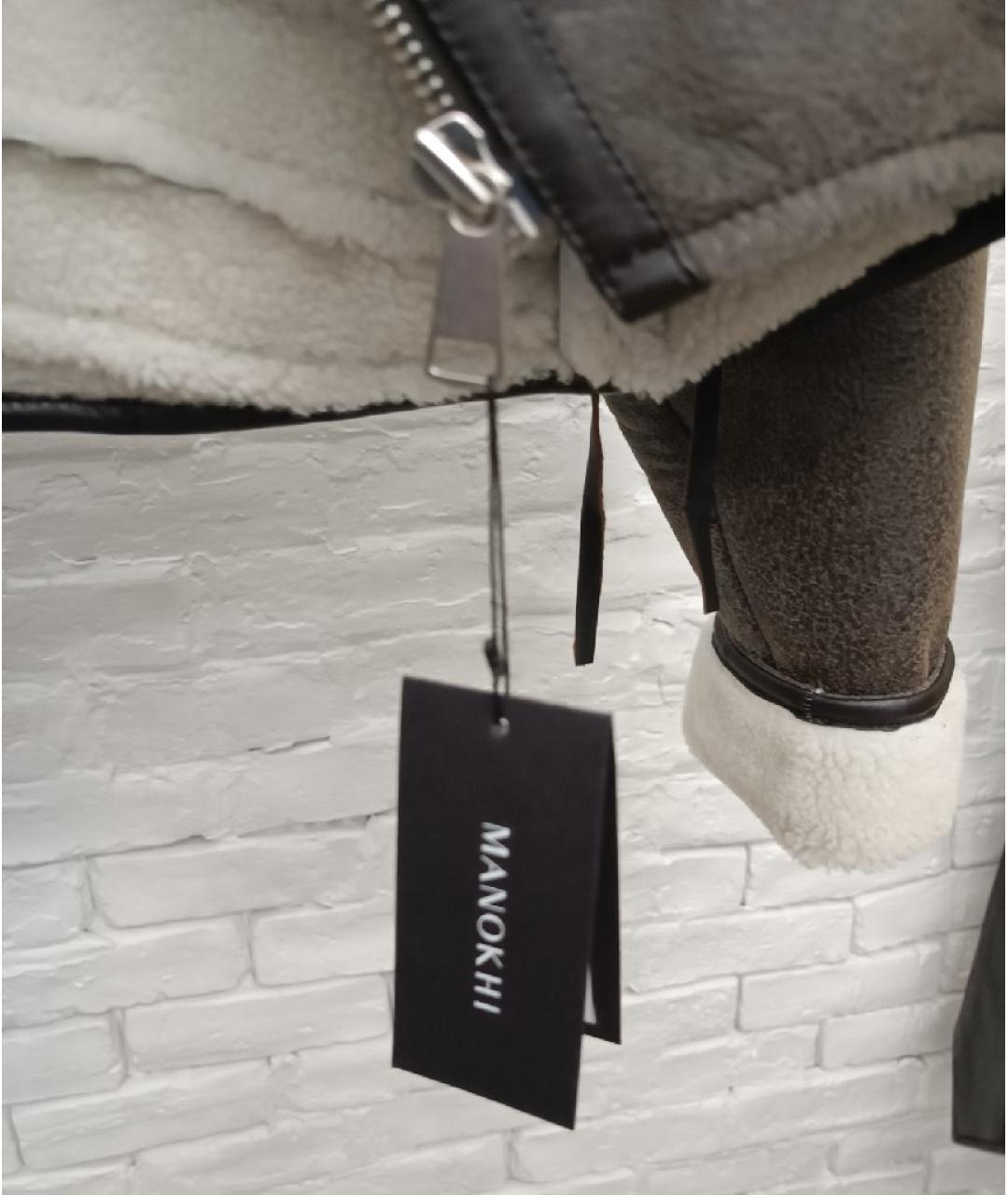 MANOKHI Черная кожаная дубленка, фото 5