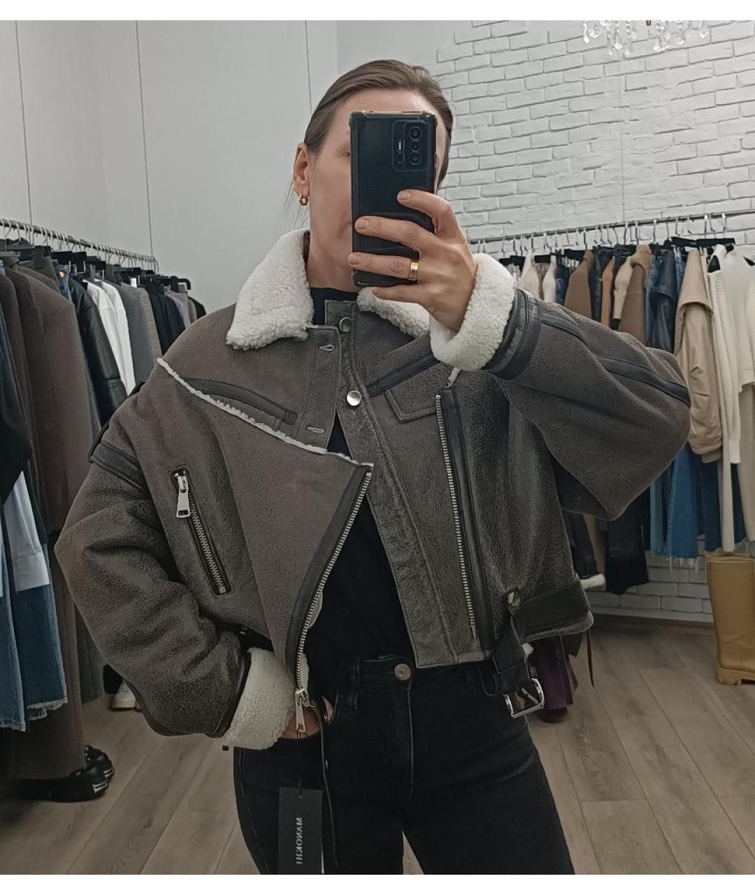 MANOKHI Черная кожаная дубленка, фото 7