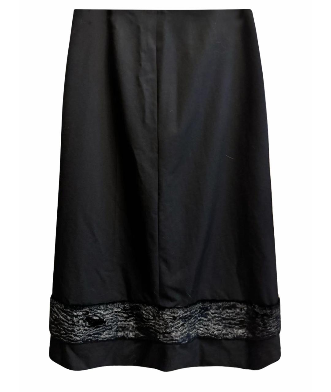 COMME DES GARÇONS Черная шерстяная юбка миди, фото 1
