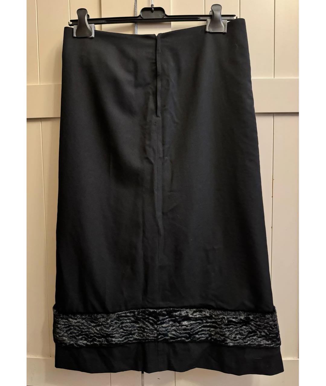 COMME DES GARÇONS Черная шерстяная юбка миди, фото 2