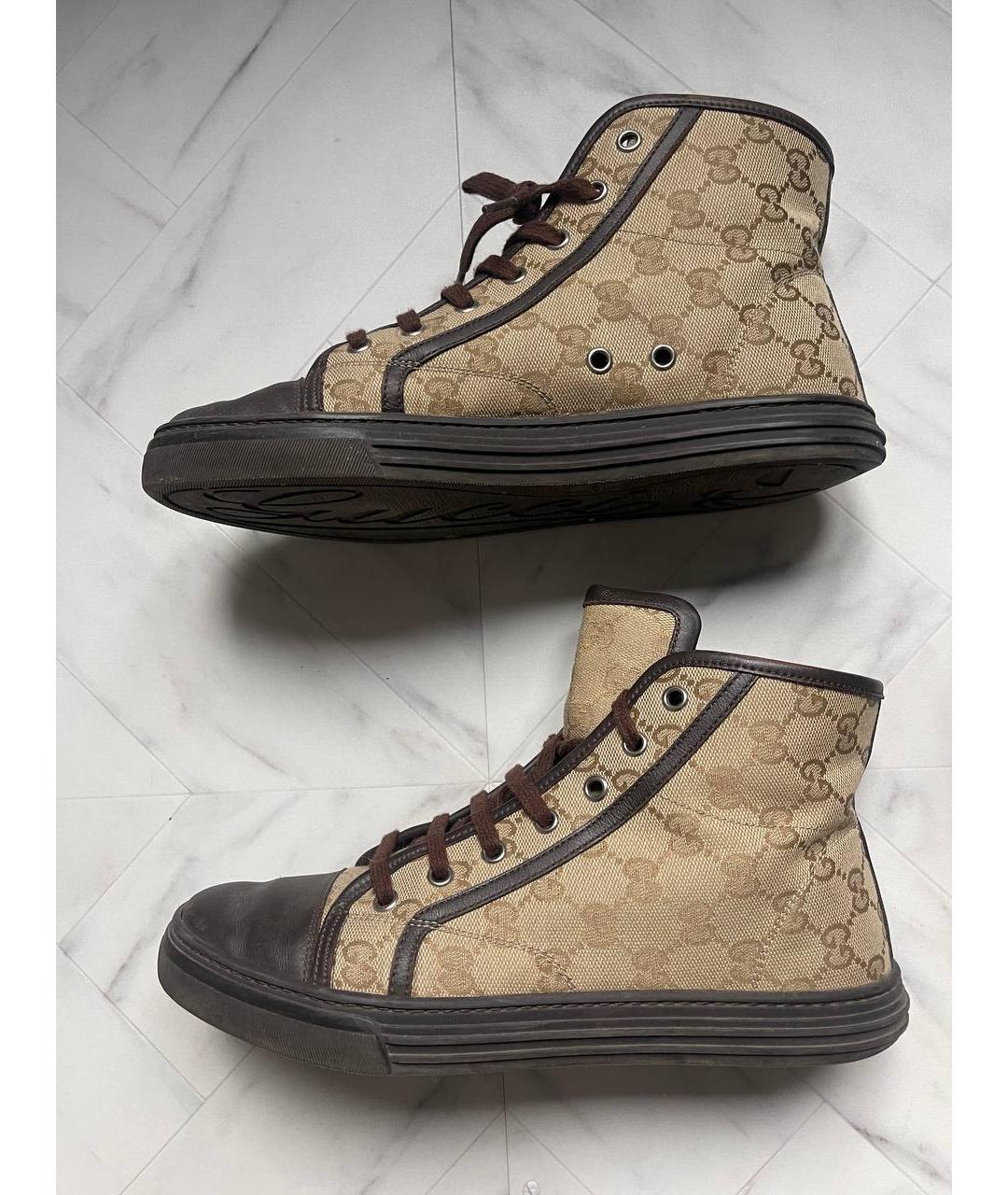 GUCCI Коричневые текстильные кеды, фото 8