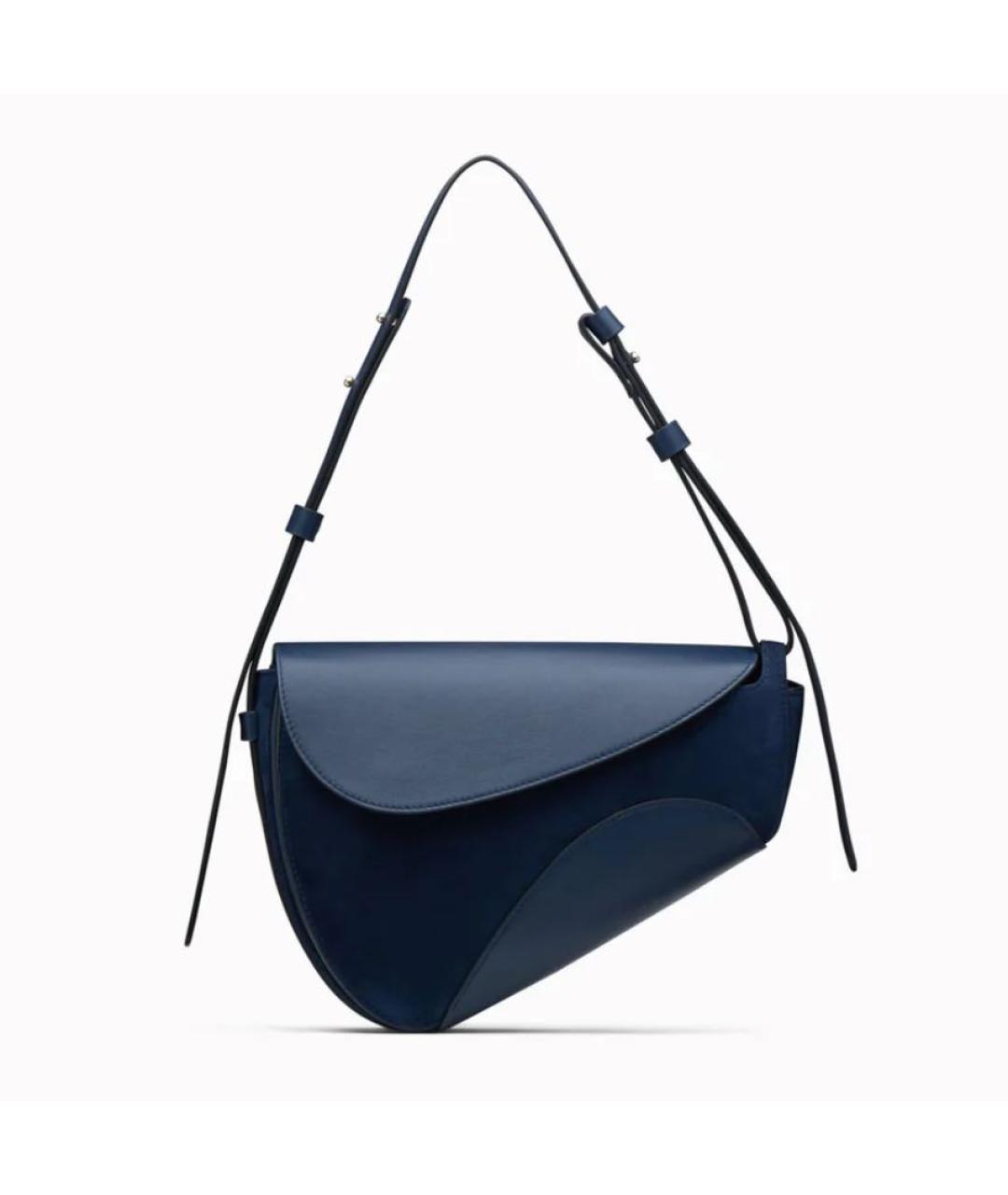 NEOUS Темно-синяя кожаная сумка с короткими ручками, фото 5
