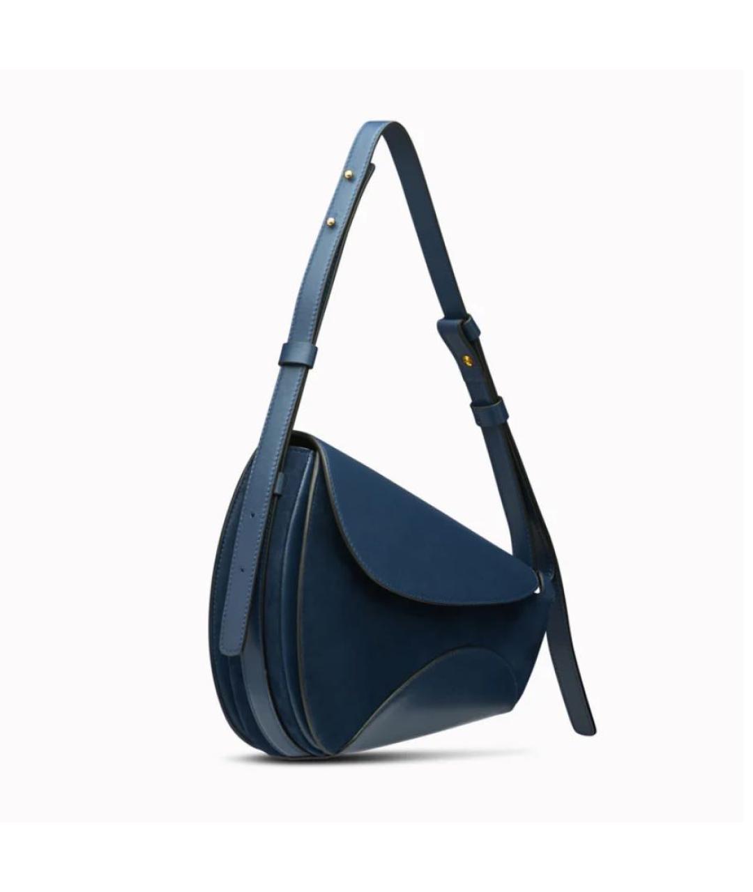 NEOUS Темно-синяя кожаная сумка с короткими ручками, фото 2