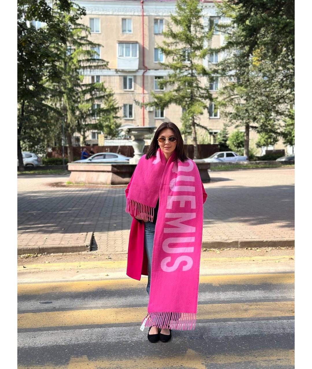 JACQUEMUS Розовый шерстяной шарф, фото 6