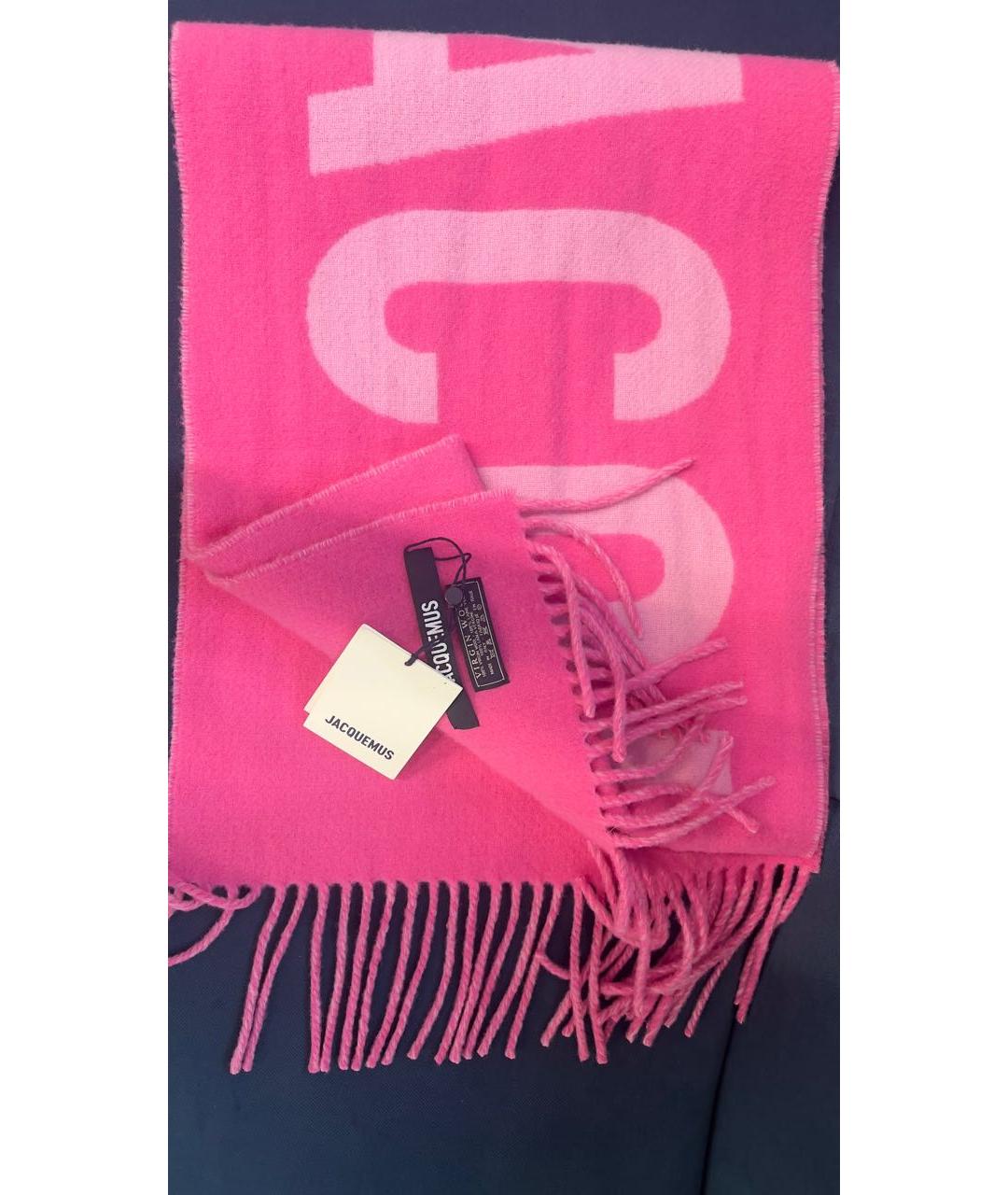 JACQUEMUS Розовый шерстяной шарф, фото 8