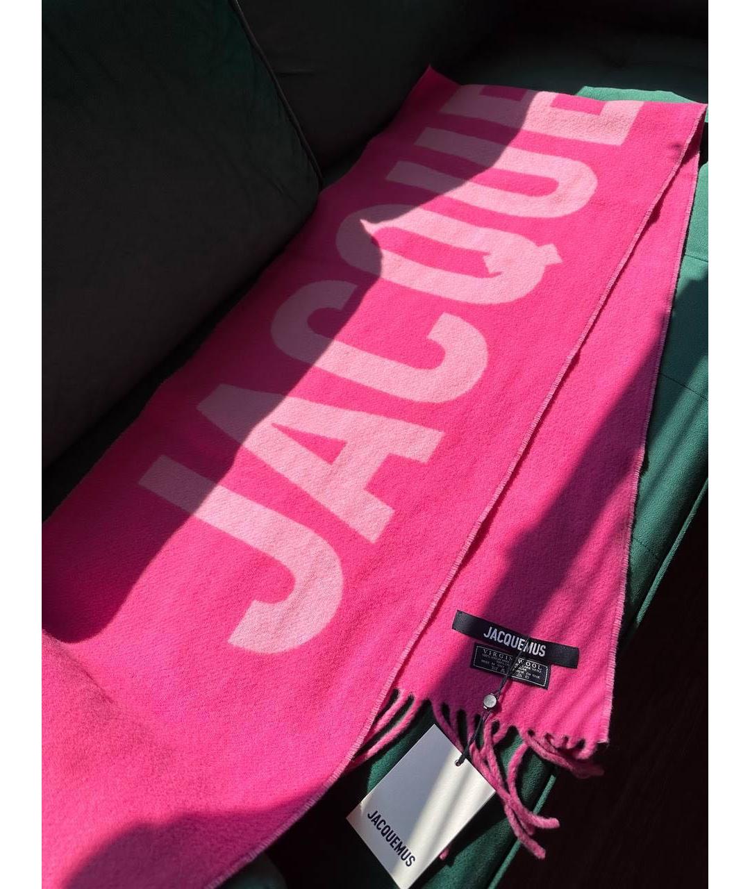 JACQUEMUS Розовый шерстяной шарф, фото 4