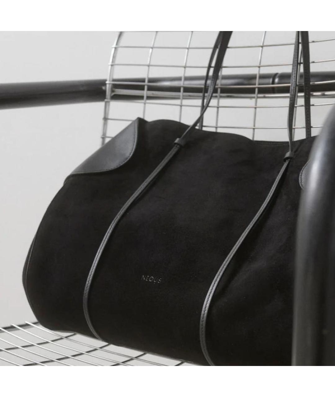 NEOUS Черная кожаная сумка с короткими ручками, фото 3