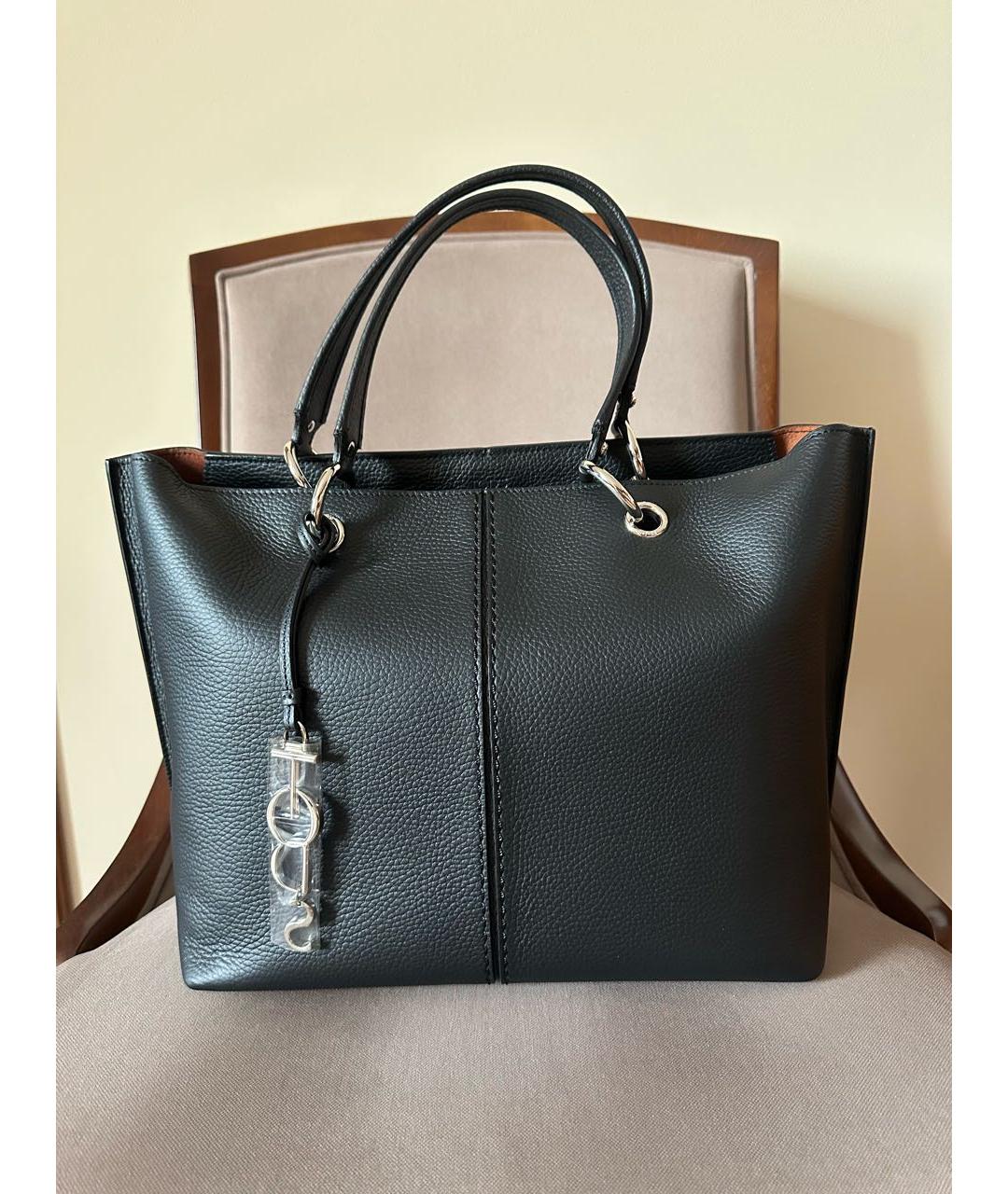 TOD'S Черная кожаная сумка тоут, фото 5