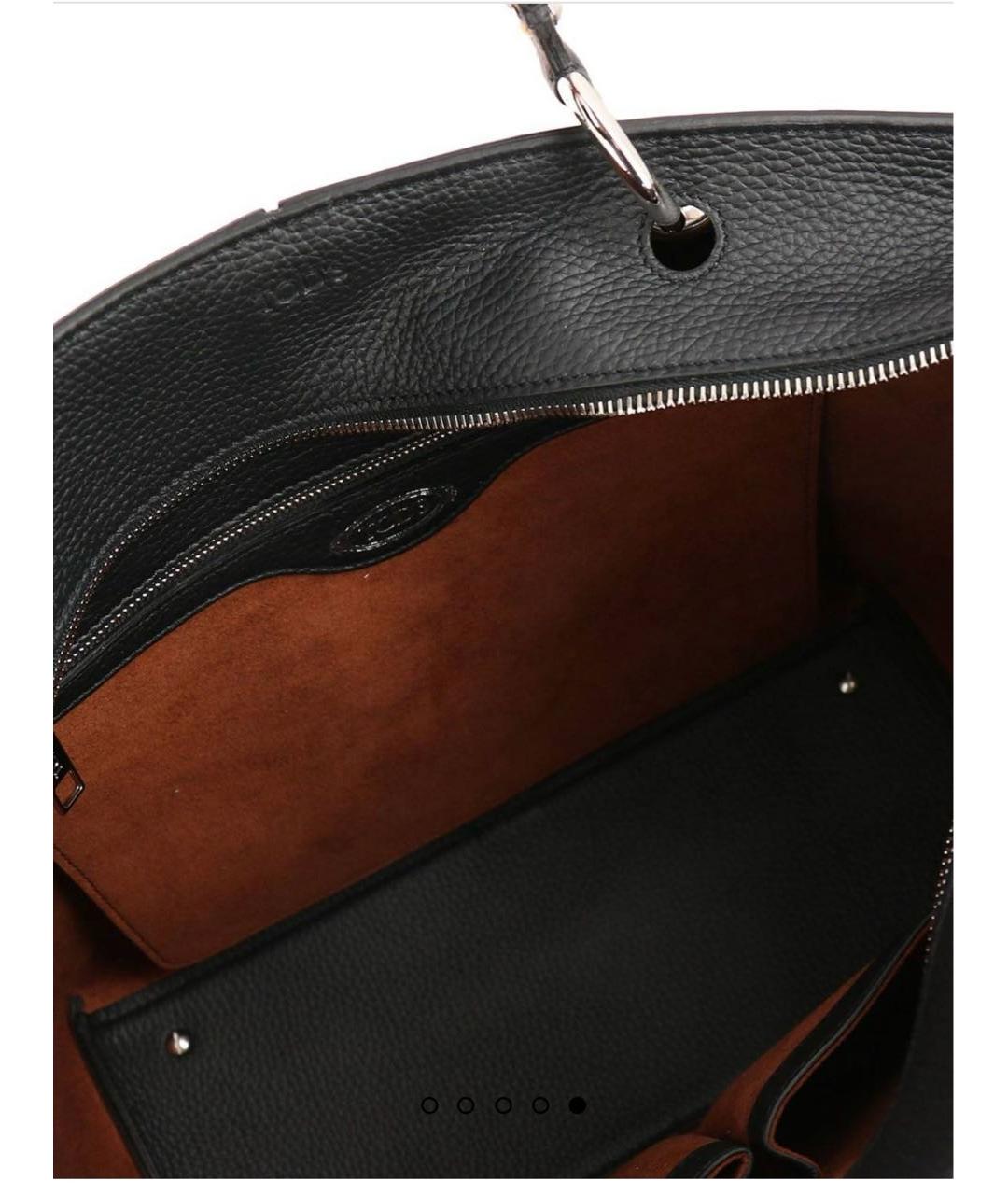 TOD'S Черная кожаная сумка тоут, фото 4