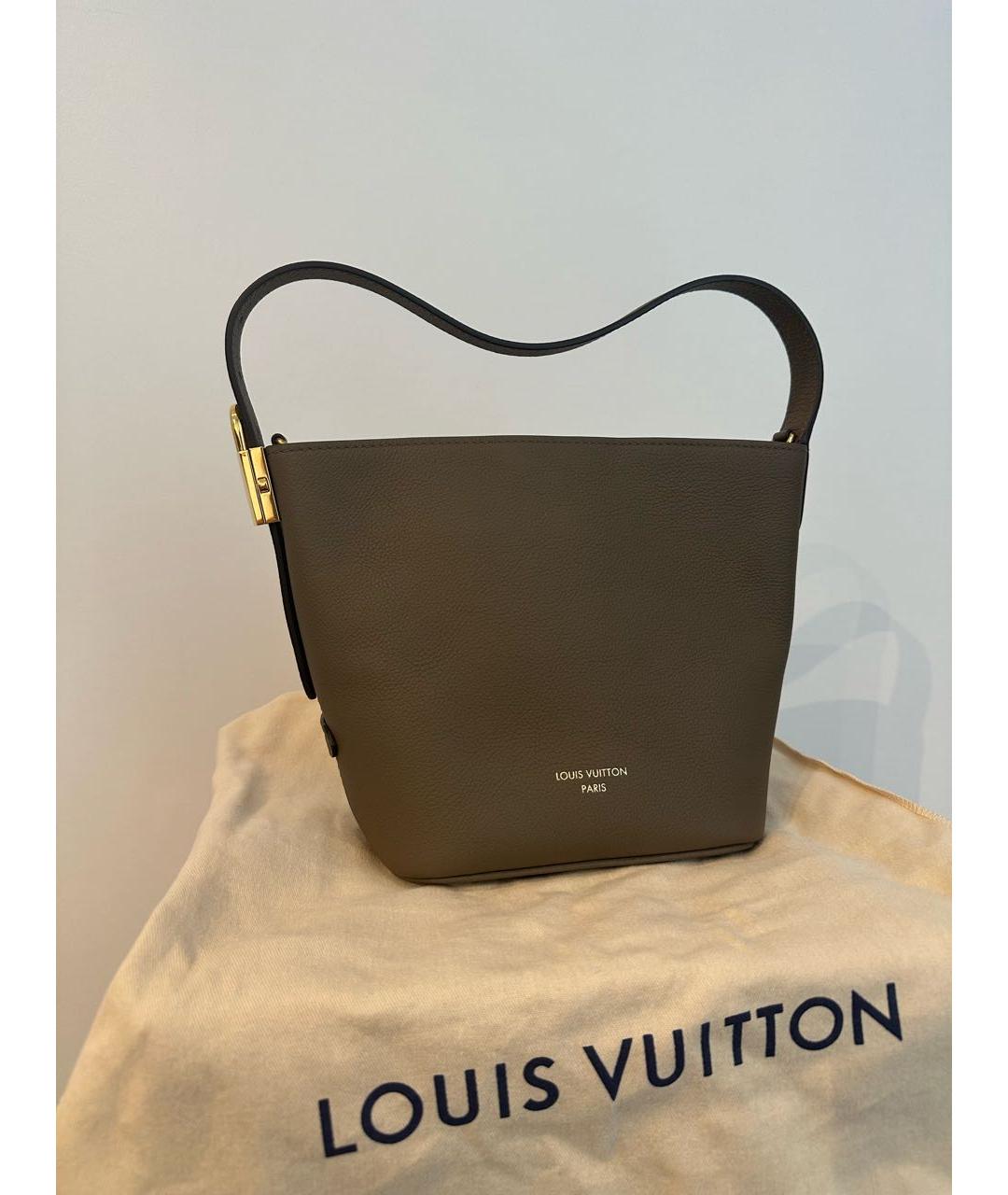 LOUIS VUITTON Хаки кожаная сумка с короткими ручками, фото 5