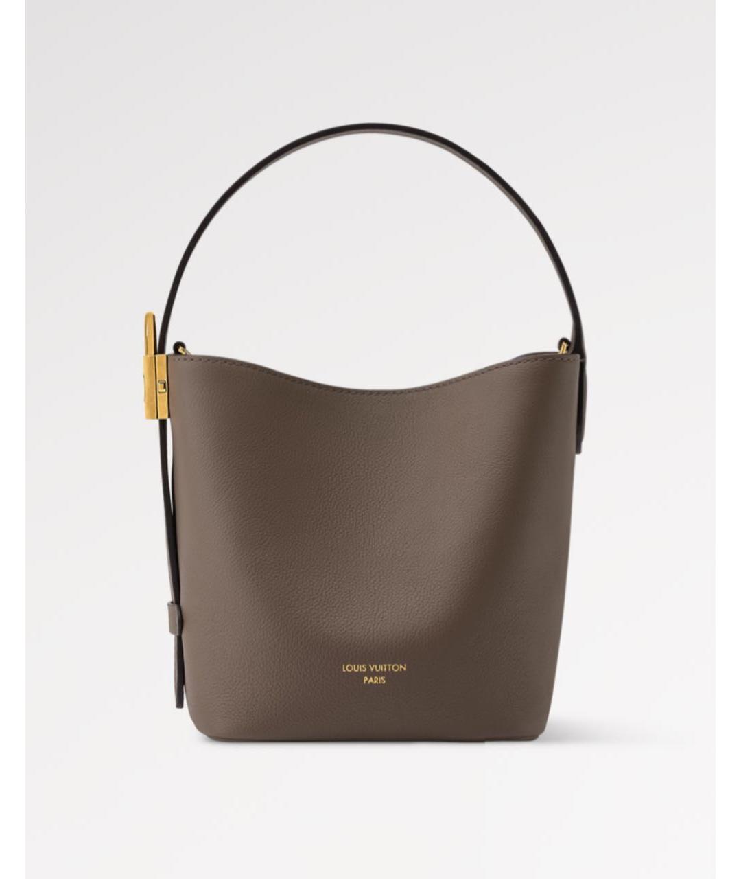 LOUIS VUITTON Хаки кожаная сумка с короткими ручками, фото 1