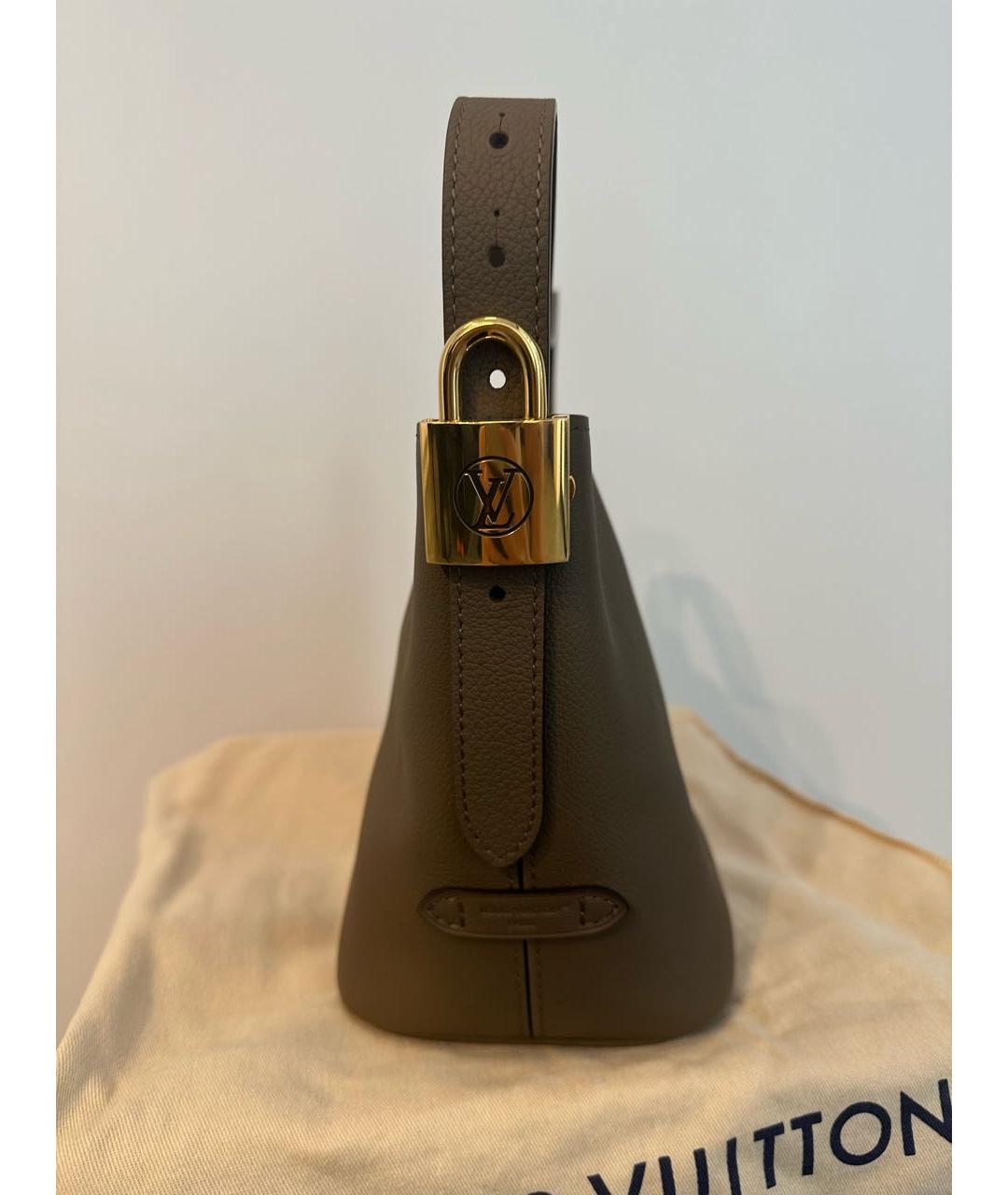 LOUIS VUITTON Хаки кожаная сумка с короткими ручками, фото 2