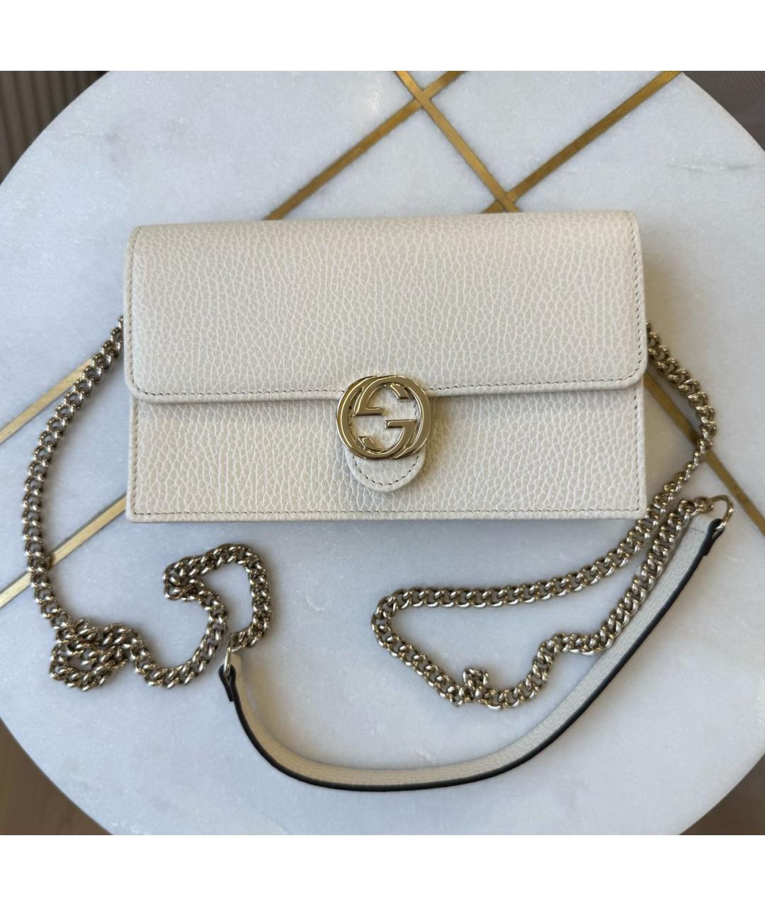 GUCCI Белая кожаная сумка через плечо, фото 9