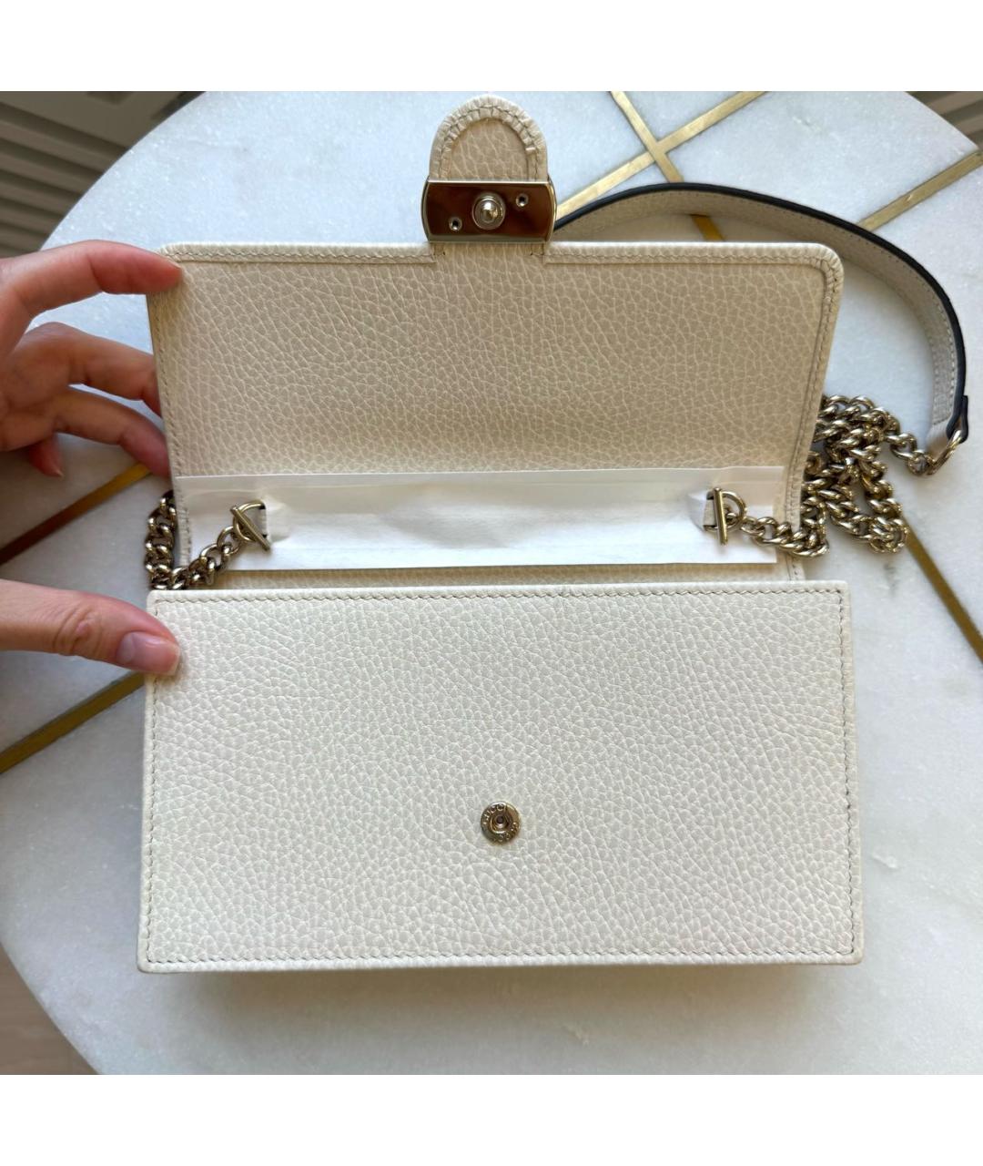 GUCCI Белая кожаная сумка через плечо, фото 3