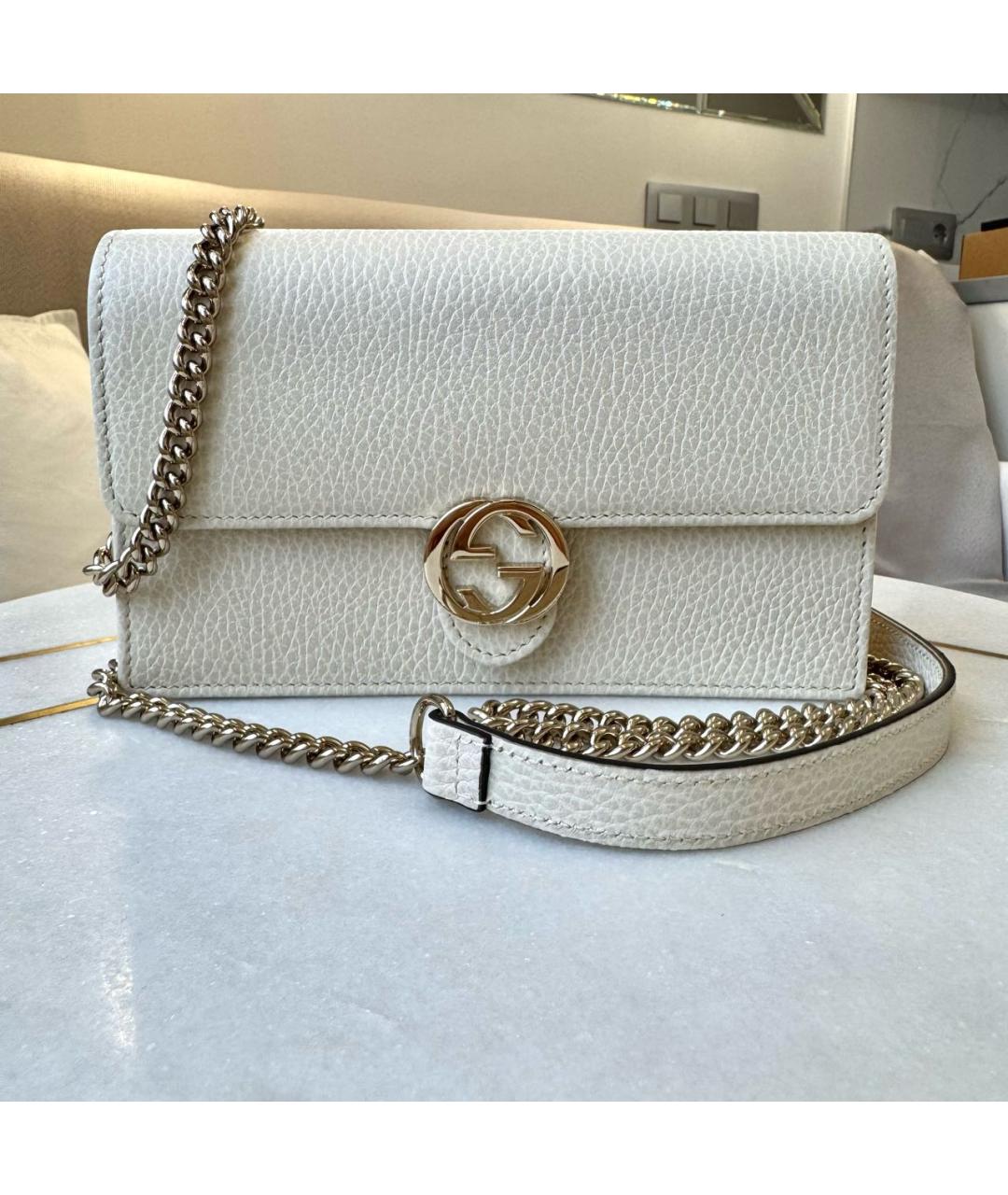 GUCCI Белая кожаная сумка через плечо, фото 7