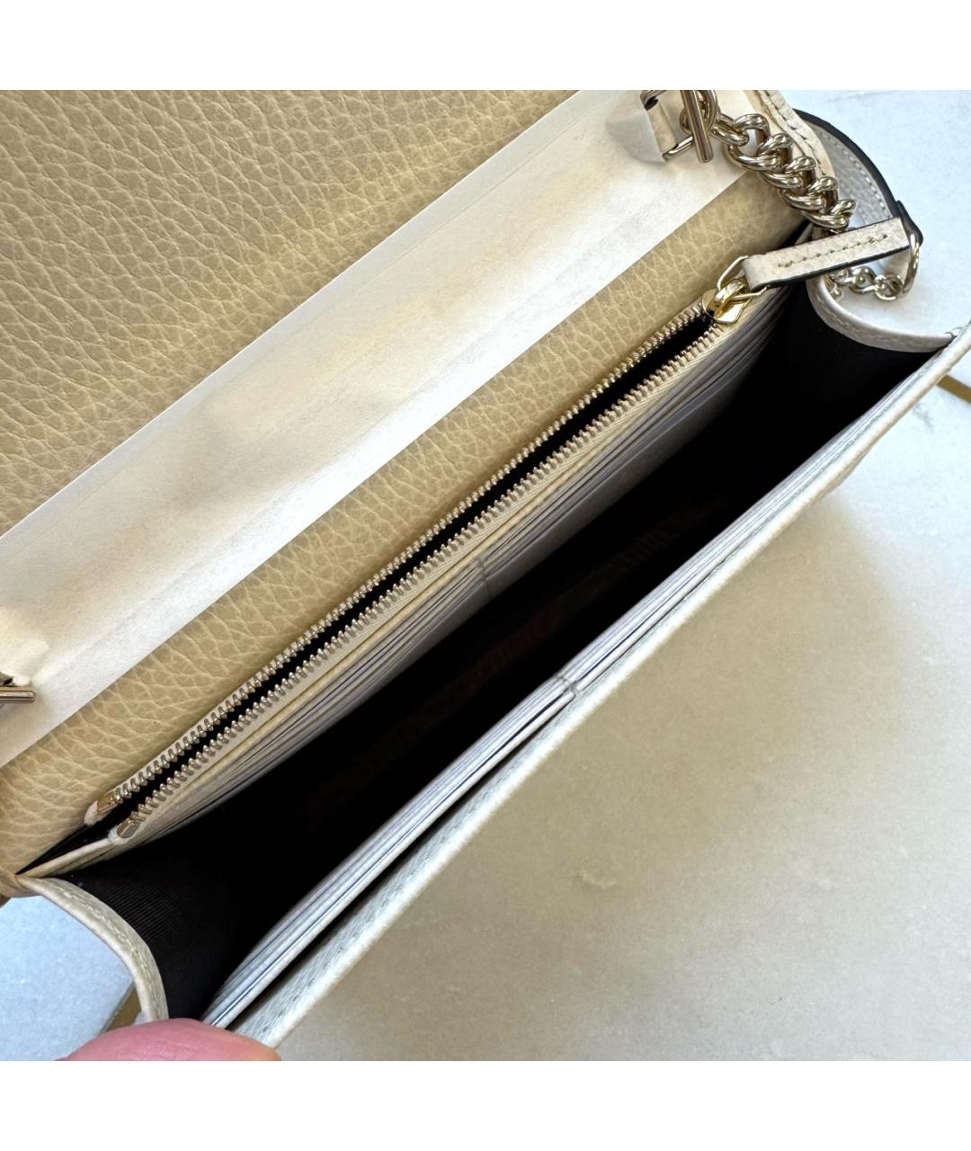 GUCCI Белая кожаная сумка через плечо, фото 4